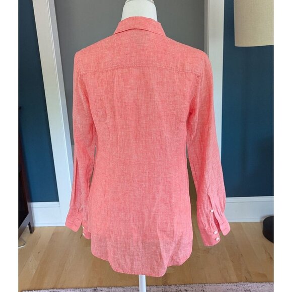 J. Crew Perfect Women's Linen Button Down Shirt Size 4 Coral - Picture 5 of 12